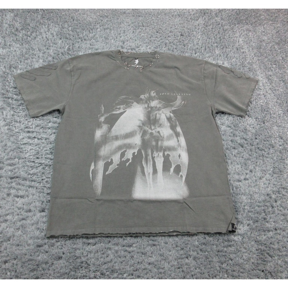 OTAKU Solo Leveling Shirt Mens 2XL Gray Anime Graphic Pierced Punk Tee NWOT